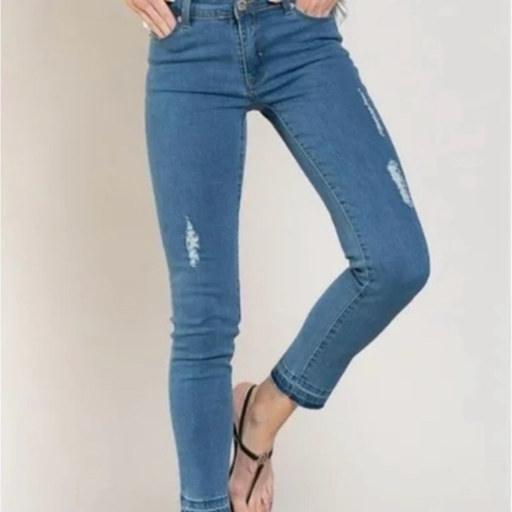 POL Blue Ankle Cropped Skinny Jeans